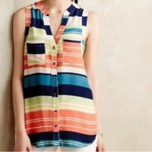 ANTHROPOLOGIE X MAEVE S sleeveless striped blouse